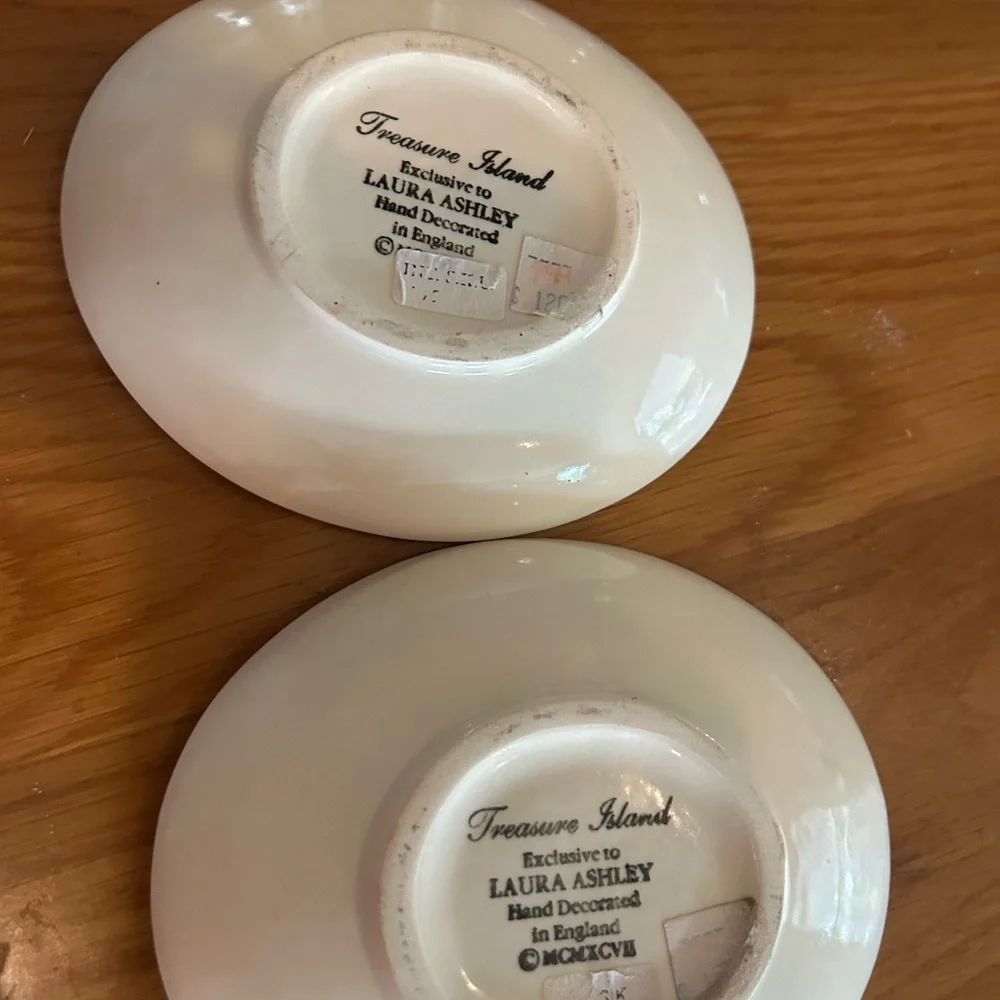 Set of 2 treasure island pirate Laura Ashley Soap Dish dishes England Vintage